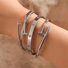 Nail Stainless Steel Stacked Bracelets for Women Luxurious Fashionable Jewelry for Parties Banquets