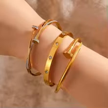 Nail Stainless Steel Stacked Bracelets for Women Luxurious Fashionable Jewelry for Parties Banquets