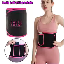 Adjustable Sauna Belt with Pocket High Stretchy Silver Fabric Sweating Waist Trainer Slimming Belly Weight Loss Belts for Women