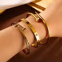 Nail Stainless Steel Stacked Bracelets for Women Luxurious Fashionable Jewelry for Parties Banquets
