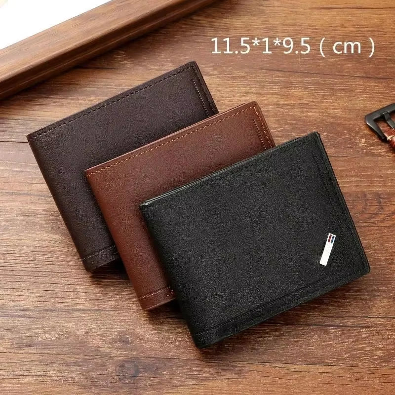 Men's Short Frosted Leather Wallet Multi-Slot Coin Pocket Holder Men's Wallet Birthday Gift Anniversary Day