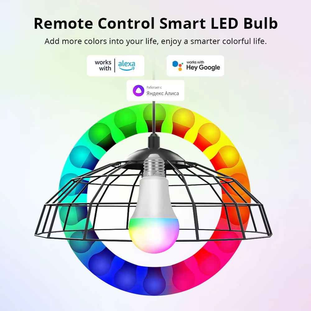 LED Smart WiFi Zigbee Light Bulb E27 RGB C+W LED Lamp Dimmable Magic Bulb Support Alexa Google Assistant Alice