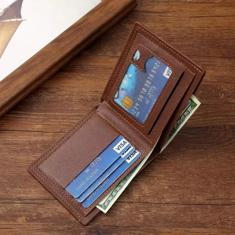 Men's Short Frosted Leather Wallet Multi-Slot Coin Pocket Holder Men's Wallet Birthday Gift Anniversary Day